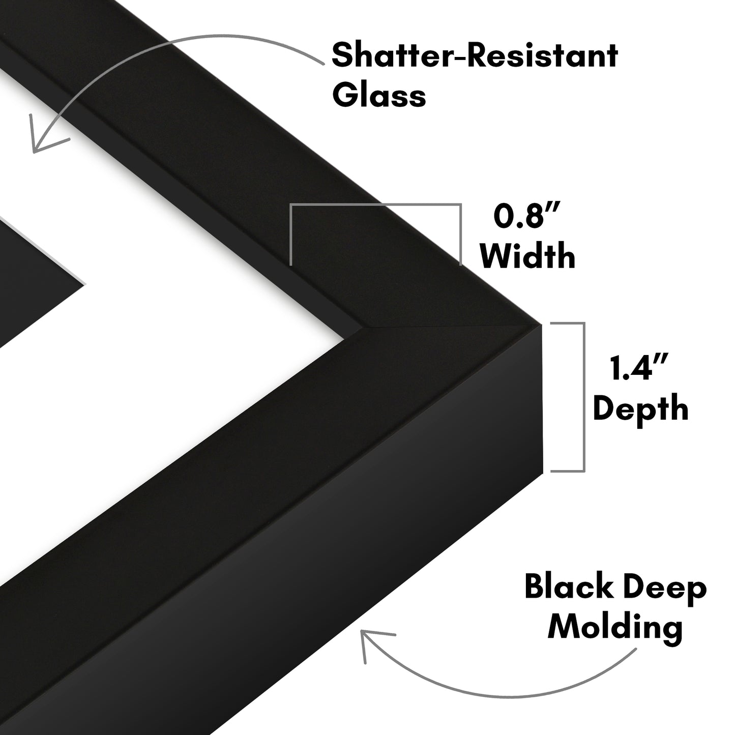 Deep Molding Picture Frame with Mat | Choose Size and Color