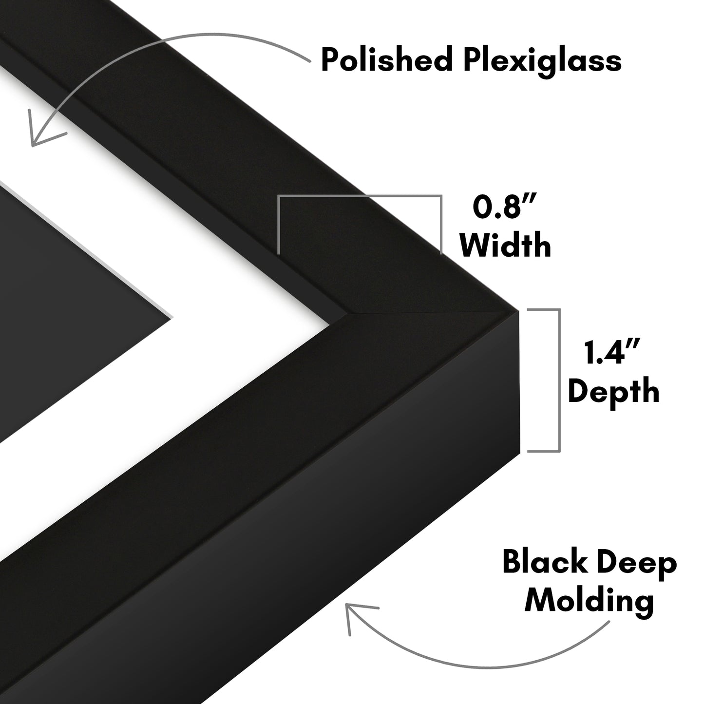 Deep Molding Picture Frame with Mat | Choose Size and Color