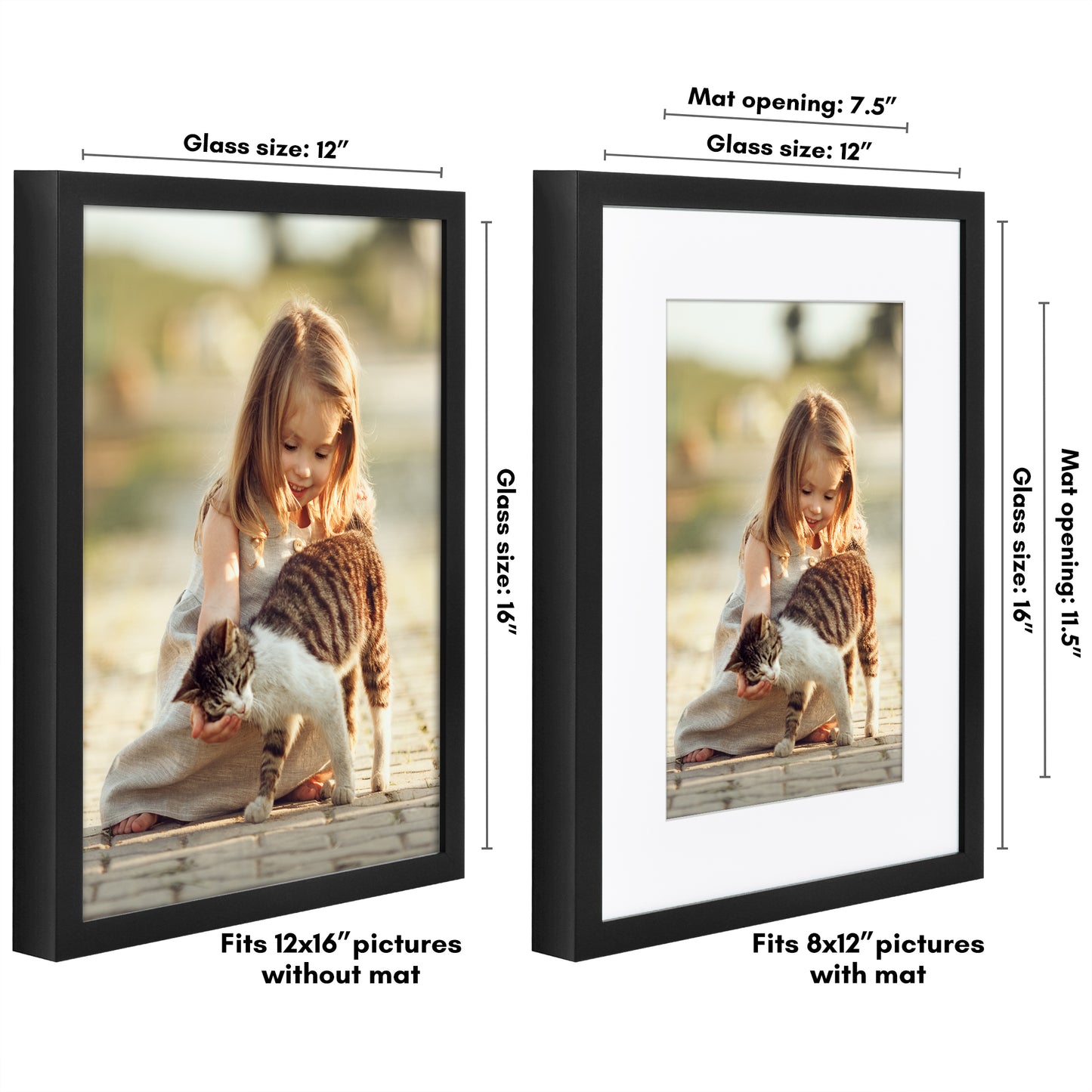 Deep Molding Picture Frame with Mat | Choose Size and Color