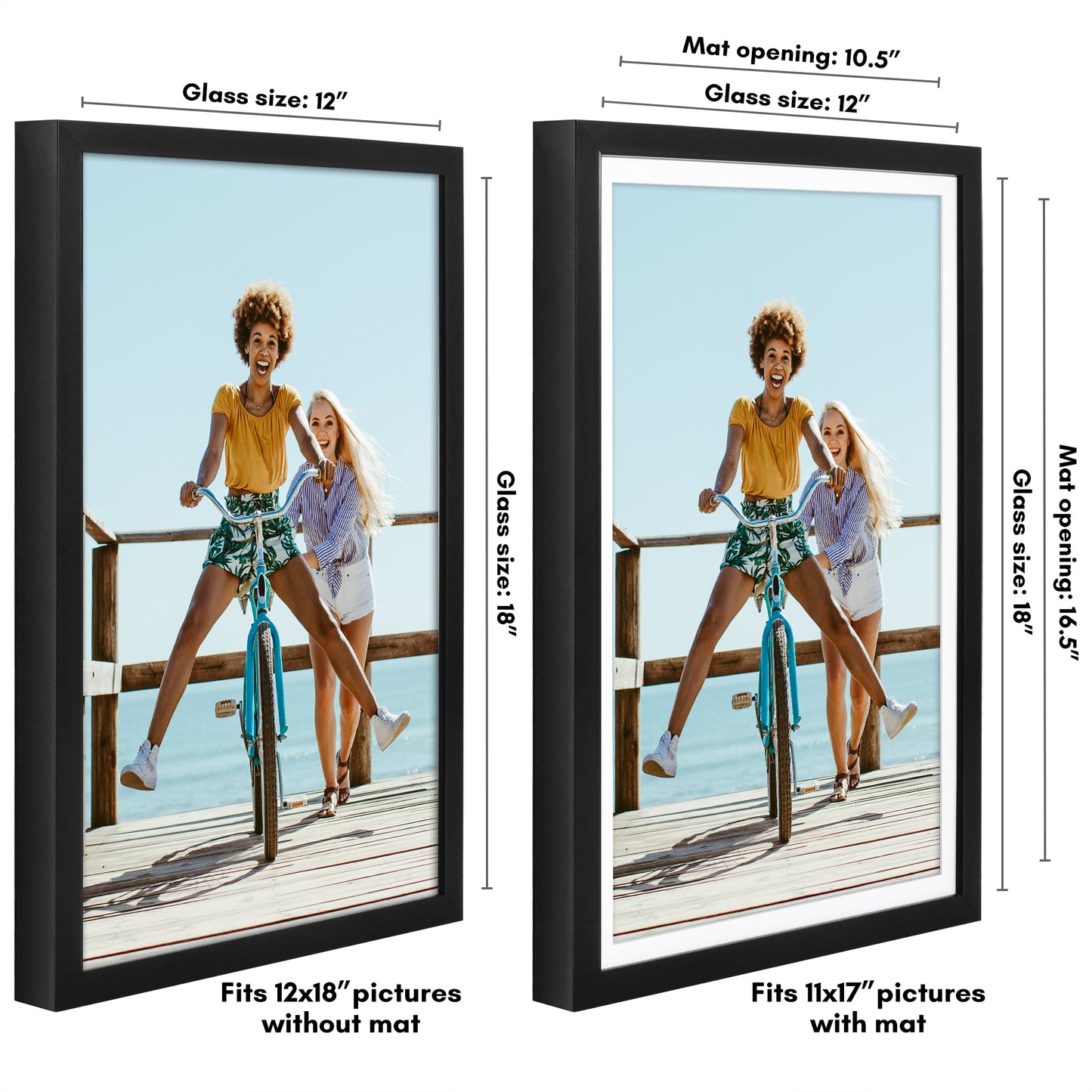 Deep Molding Picture Frame with Mat | Choose Size and Color