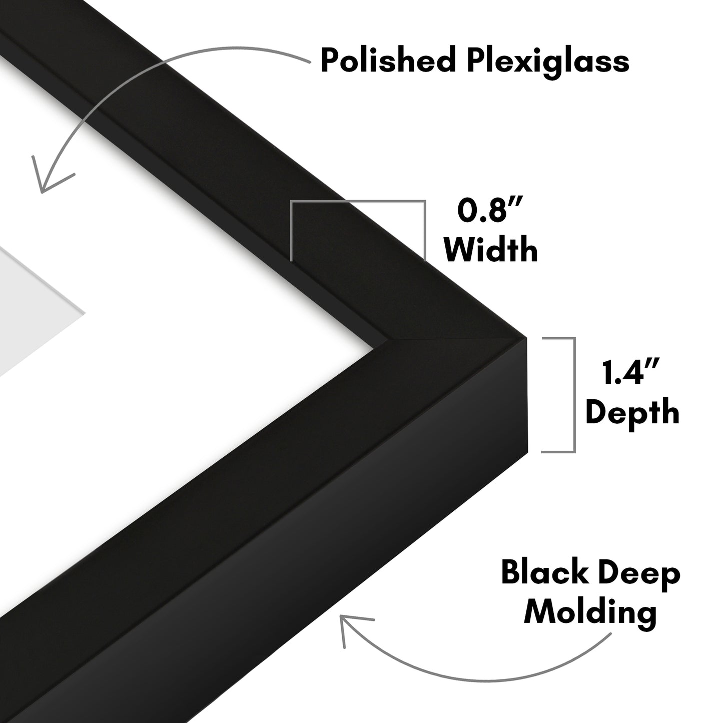 Deep Molding Picture Frame with Mat | Choose Size and Color