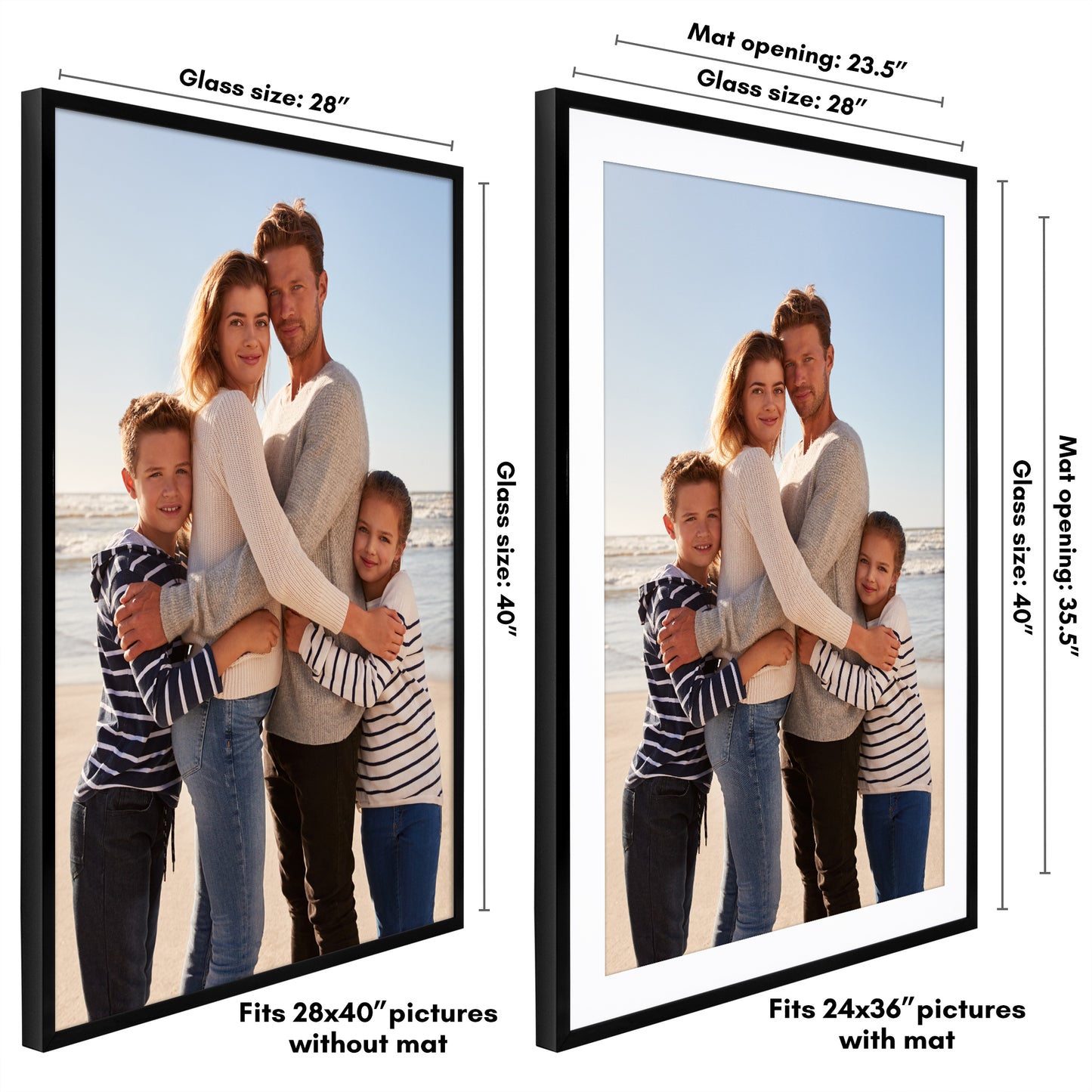 Deep Molding Picture Frame with Mat | Choose Size and Color