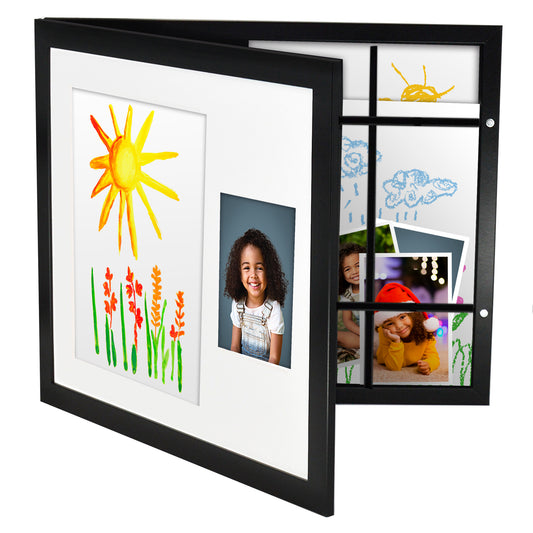 Kids Art Frame with Two Openings | 8.5x11 and 4x6 Picture Frame | Choose Color