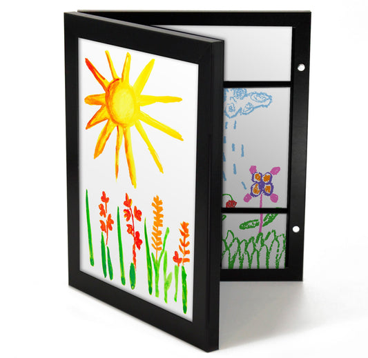 Front Loading Kids Art Frame in Black - 8.5x11 Picture Frame and Art Frames for Kids Art in Engineered Wood