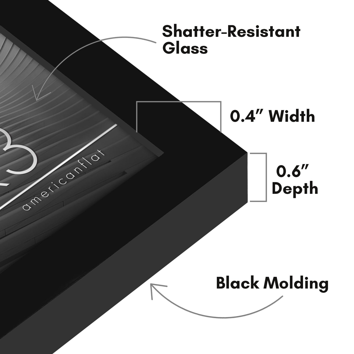 Modern Gallery Picture Frame without Mat, Black | Streamline Collection