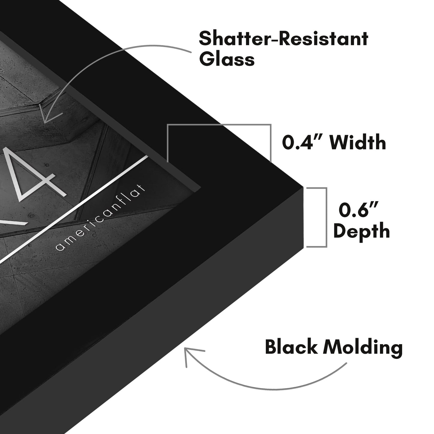 Modern Gallery Picture Frame without Mat, Black | Streamline Collection