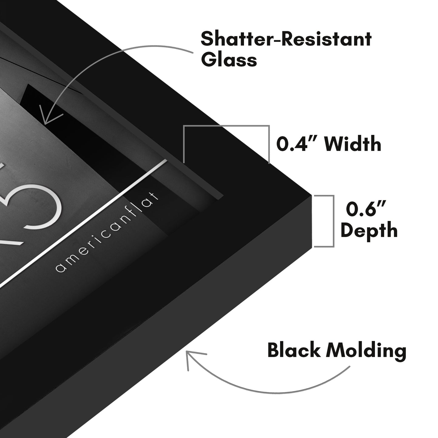 Modern Gallery Picture Frame without Mat, Black | Streamline Collection