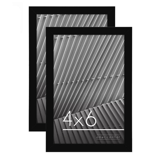 Thin Border Photo Frames Multipack - For Horizontal Or Vertical Display - Plexiglass Cover Modern Picture Frame (Black)