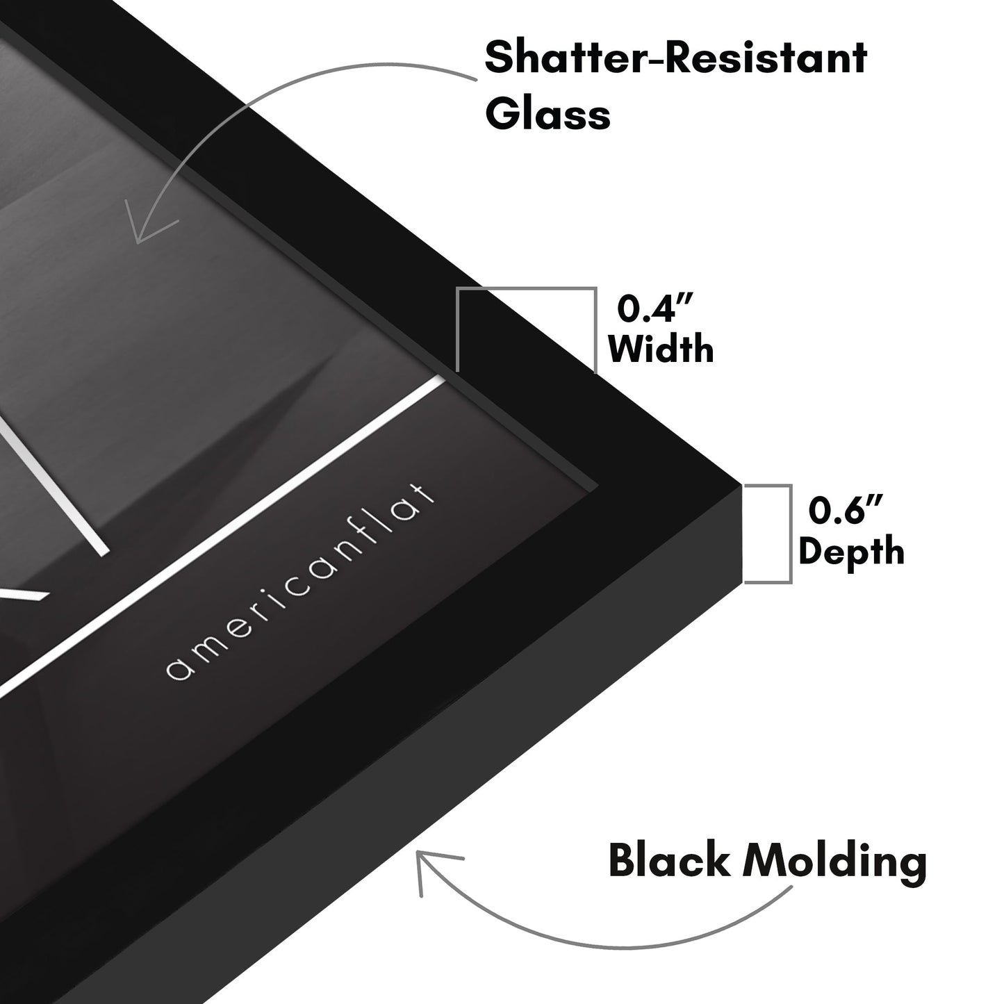 Modern Gallery Picture Frame without Mat, Black | Streamline Collection