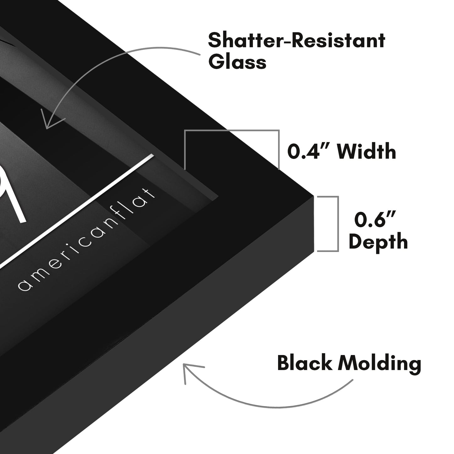 Modern Gallery Picture Frame without Mat, Black | Streamline Collection