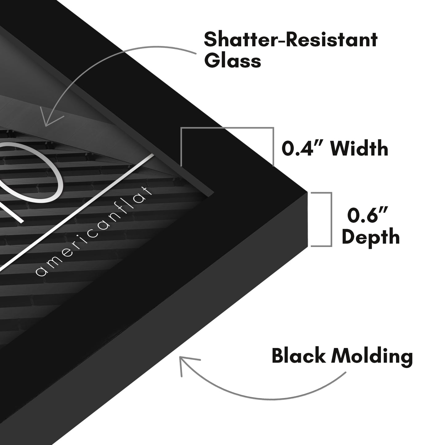 Modern Gallery Picture Frame without Mat, Black | Streamline Collection