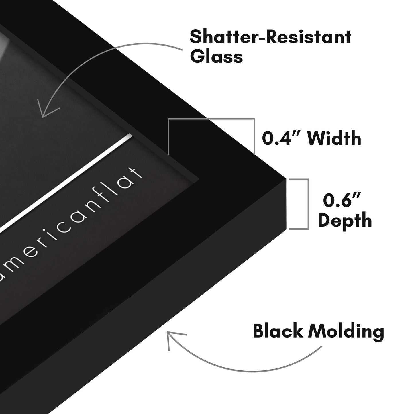 Modern Gallery Picture Frame without Mat, Black | Streamline Collection
