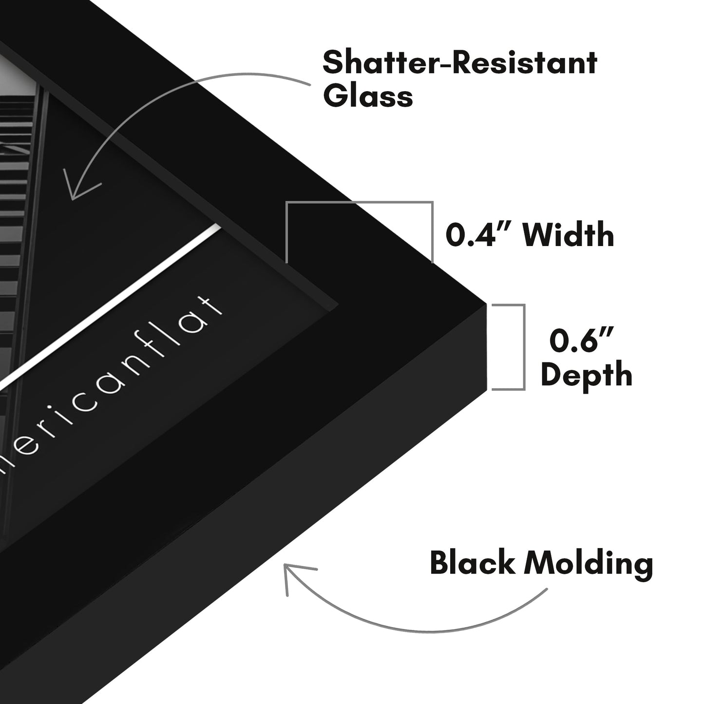Modern Gallery Picture Frame without Mat, Black | Streamline Collection