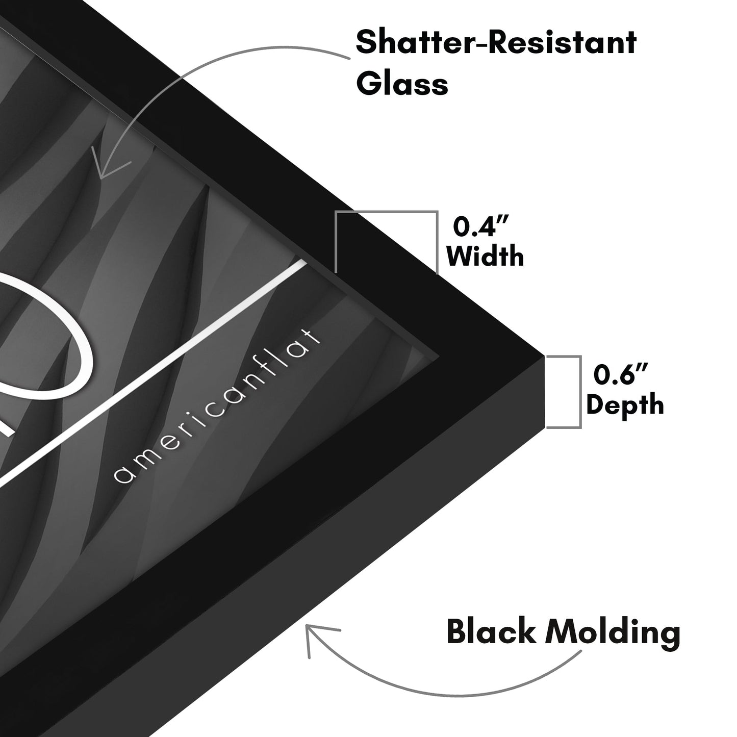 Modern Gallery Picture Frame without Mat, Black | Streamline Collection