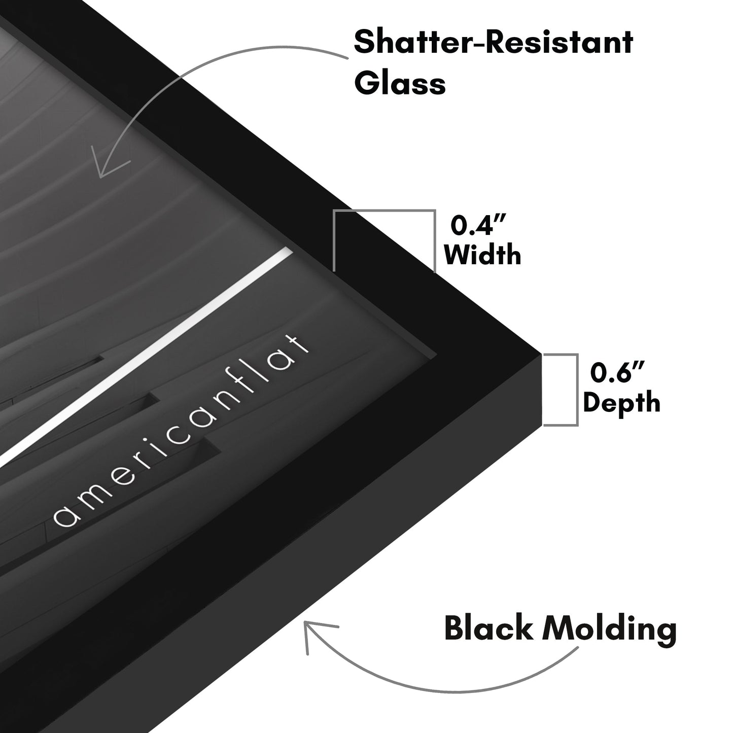 Modern Gallery Picture Frame without Mat, Black | Streamline Collection