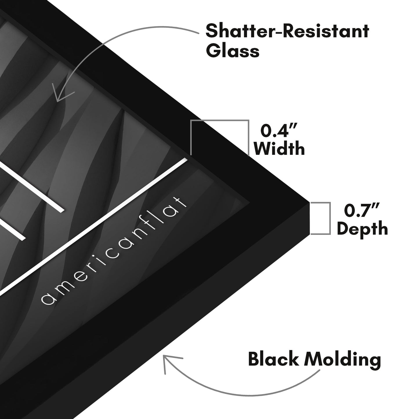 Modern Gallery Picture Frame without Mat, Black | Streamline Collection