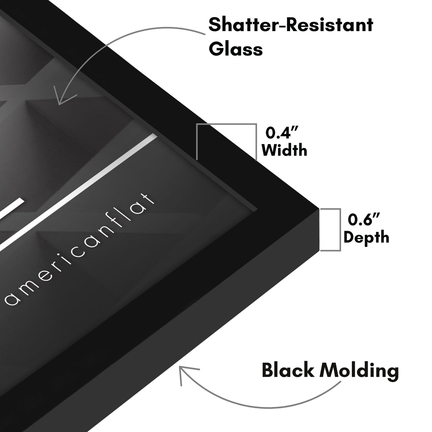 Modern Gallery Picture Frame without Mat, Black | Streamline Collection
