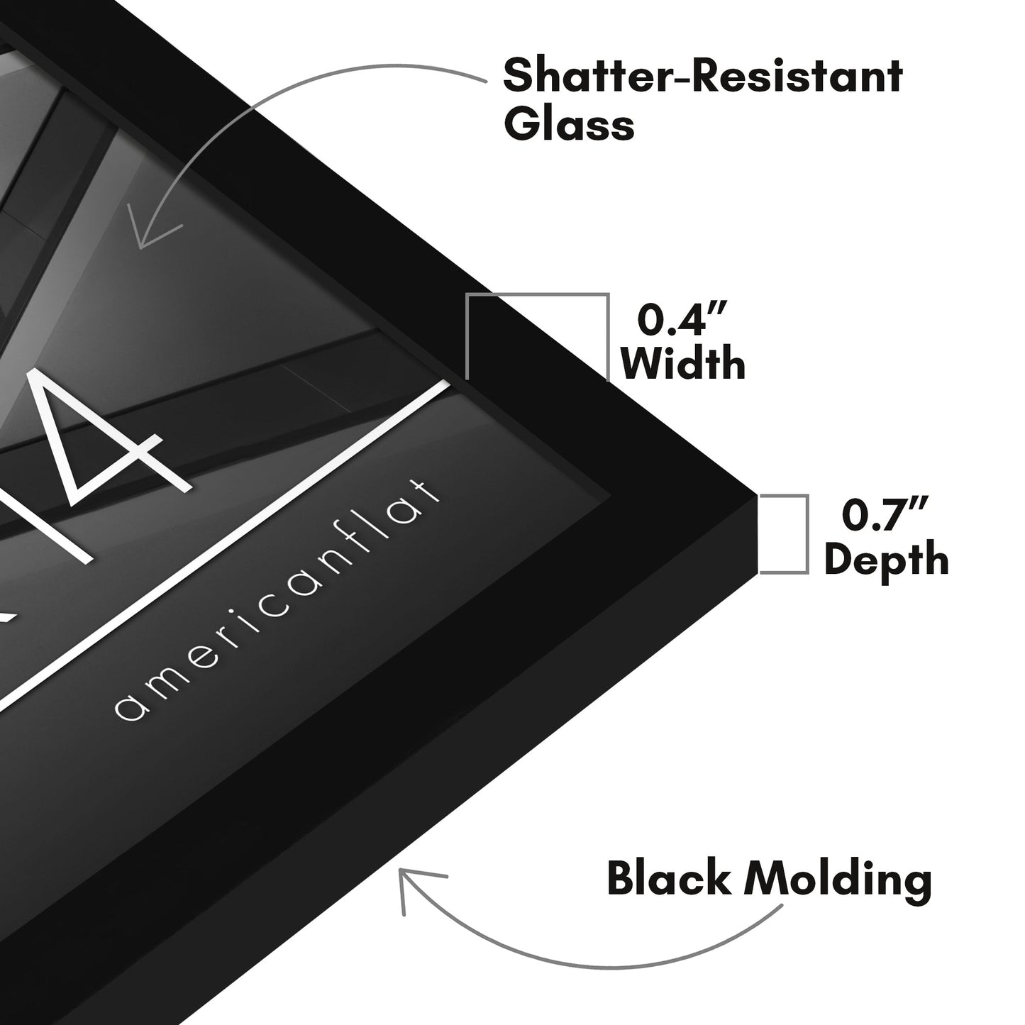 Modern Gallery Picture Frame without Mat, Black | Streamline Collection