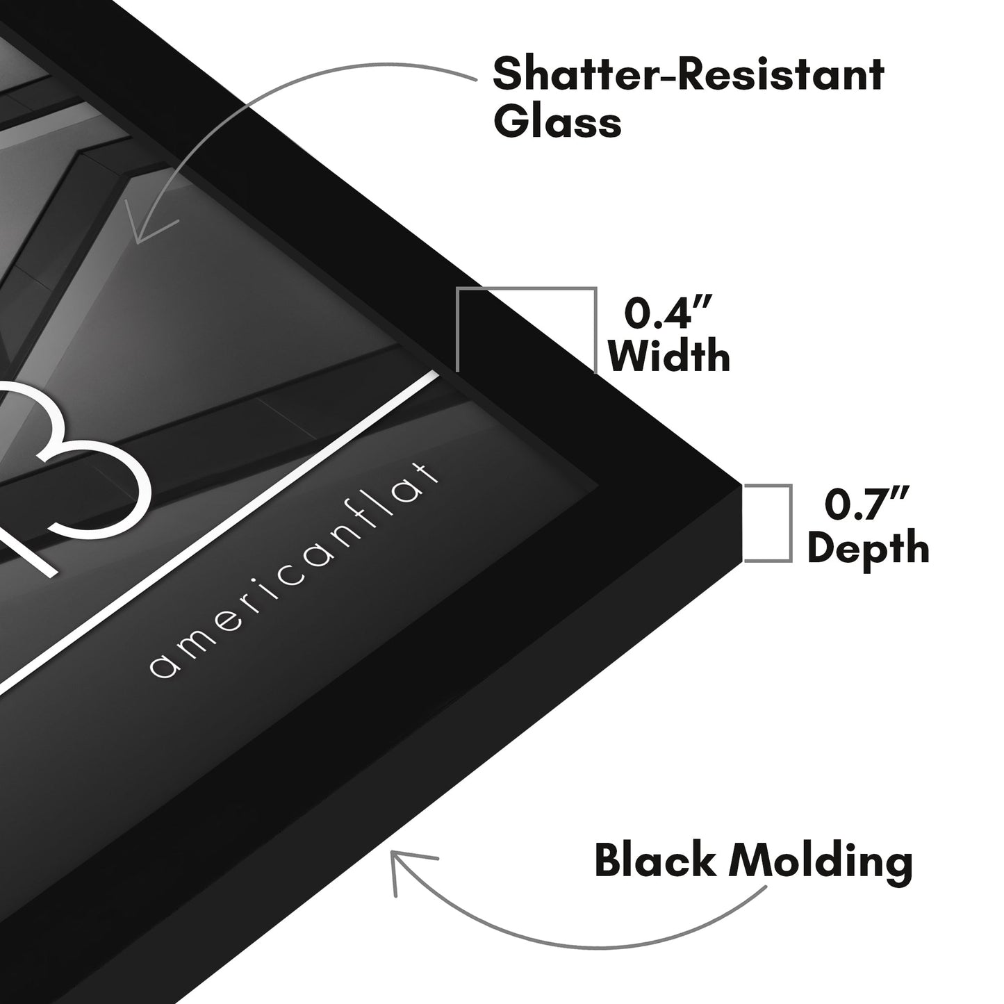 Modern Gallery Picture Frame without Mat, Black | Streamline Collection