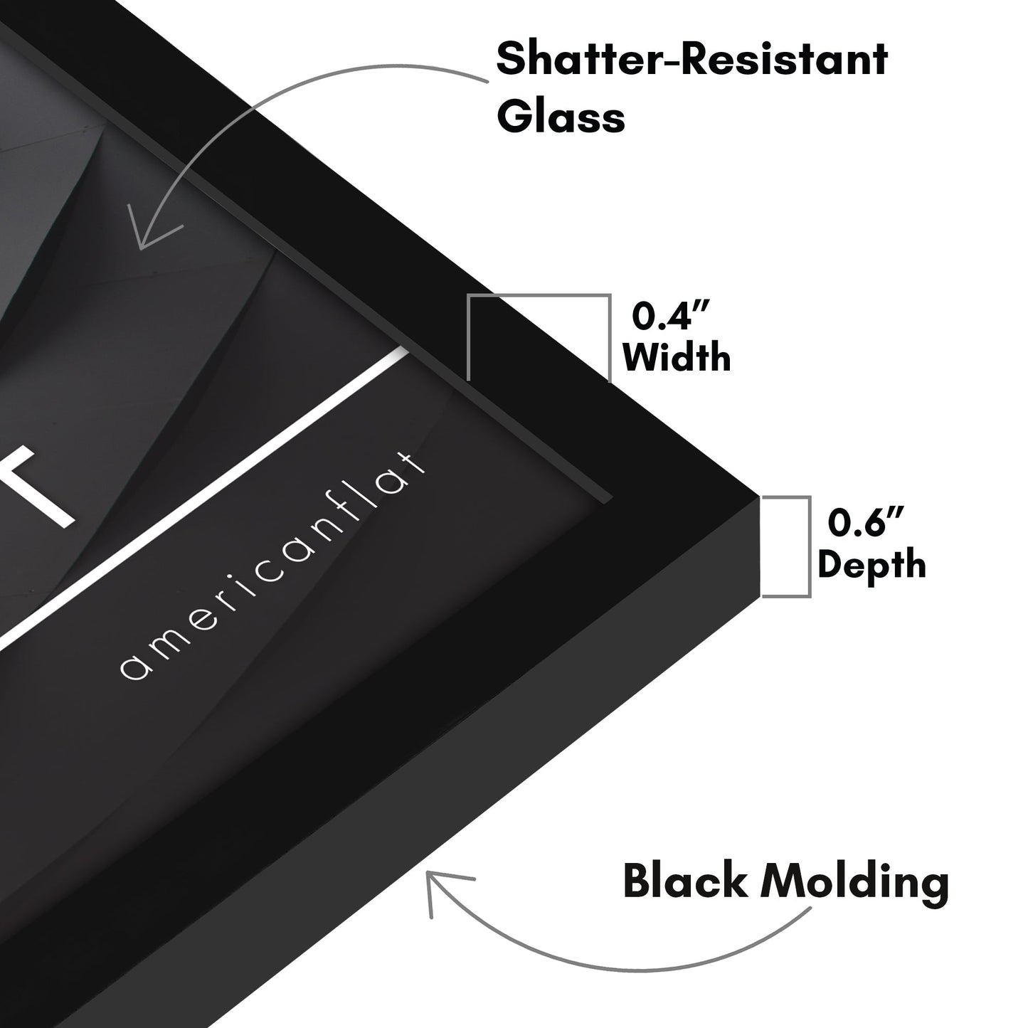 Modern Gallery Picture Frame without Mat, Black | Streamline Collection