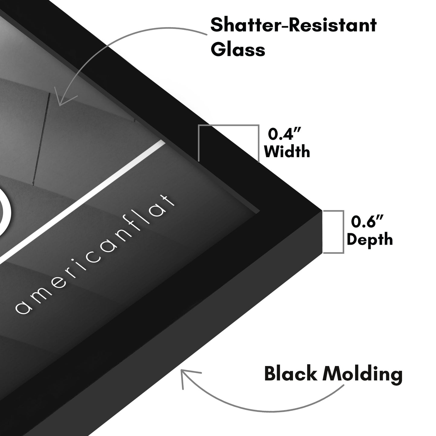 Modern Gallery Picture Frame without Mat, Black | Streamline Collection