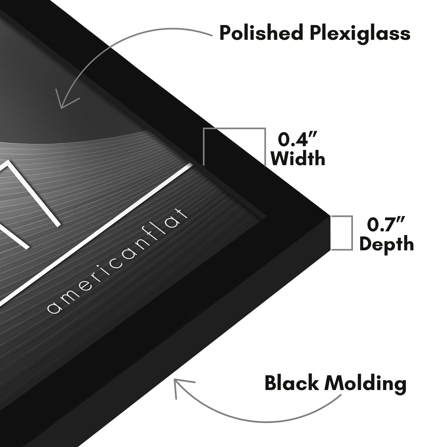 Modern Gallery Poster Frame without Mat, Black | Streamline Collection