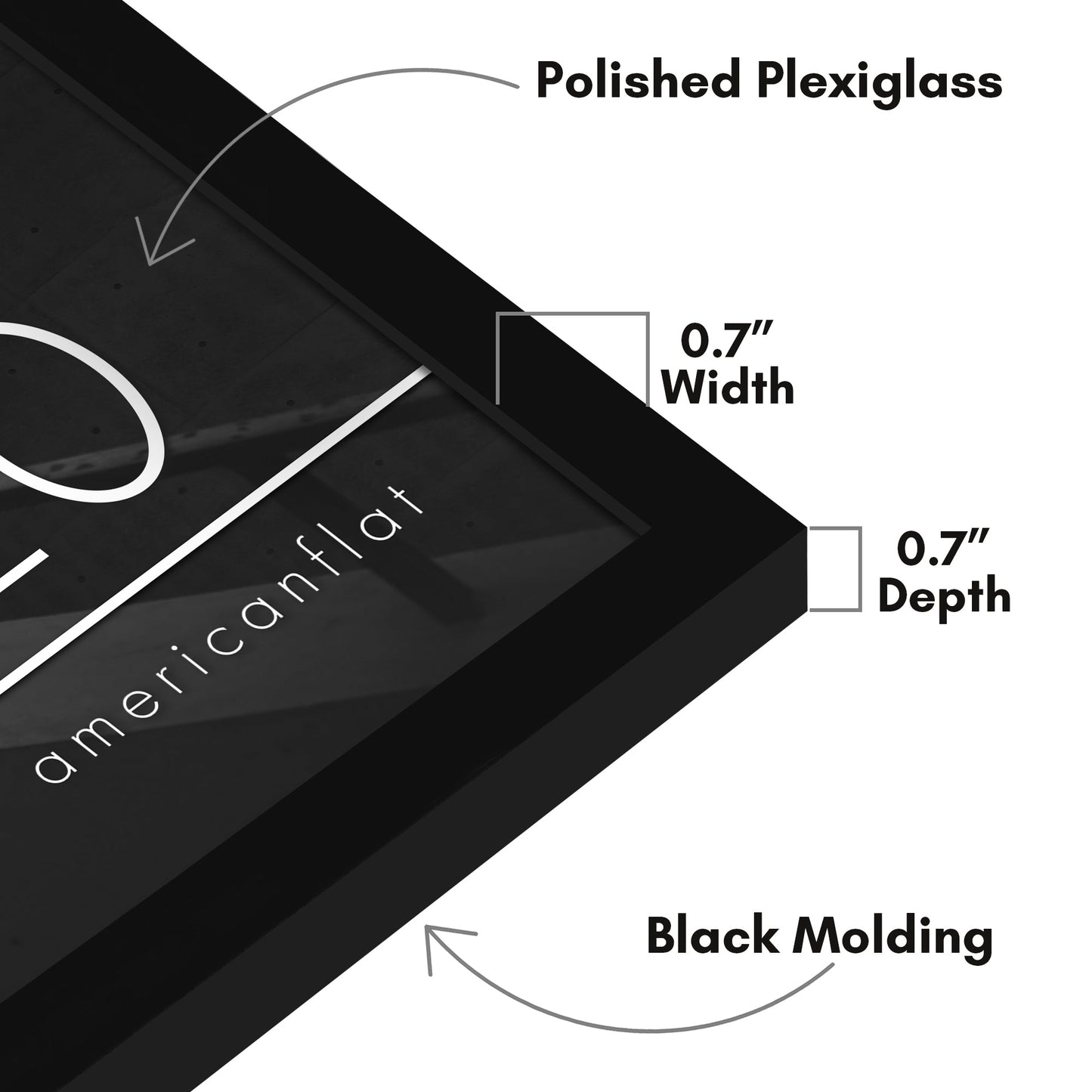 Modern Gallery Poster Frame without Mat, Black | Streamline Collection