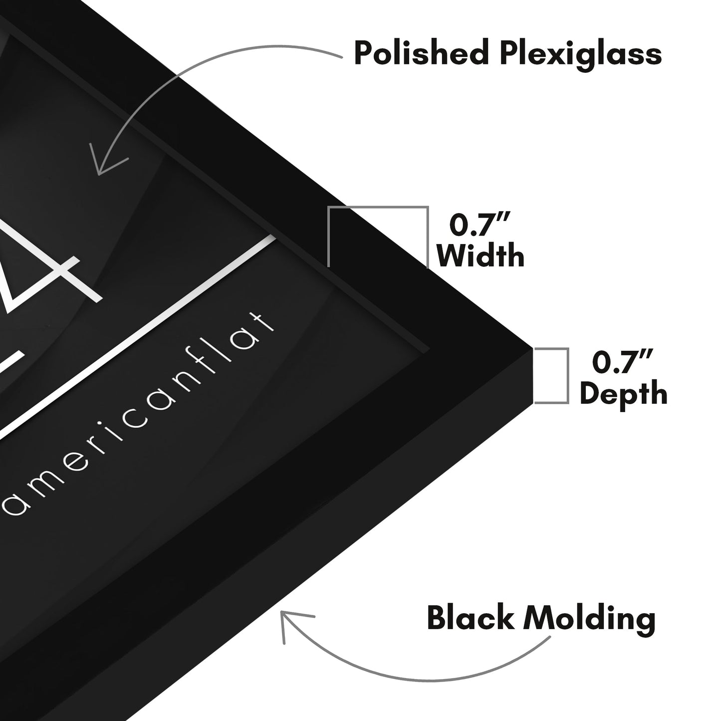 Modern Gallery Poster Frame without Mat, Black | Streamline Collection