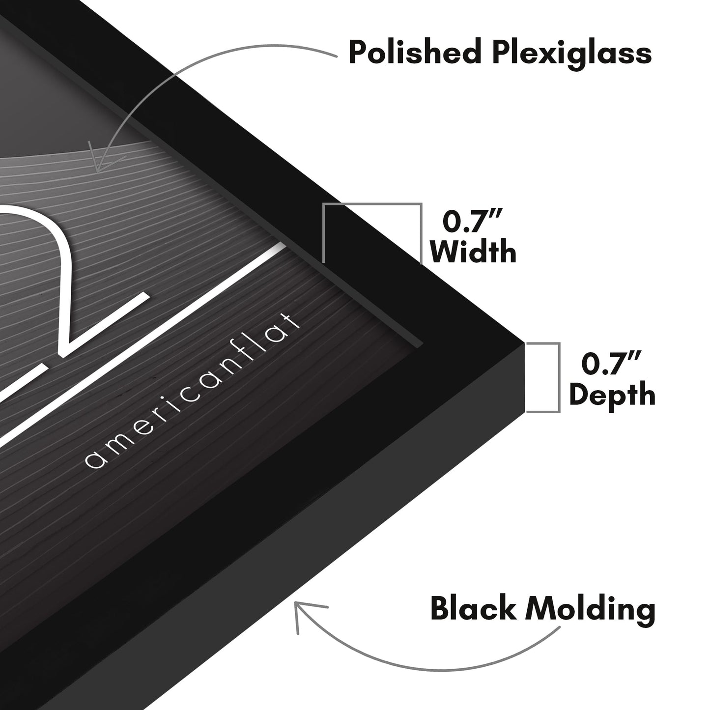 Modern Gallery Poster Frame without Mat, Black | Streamline Collection