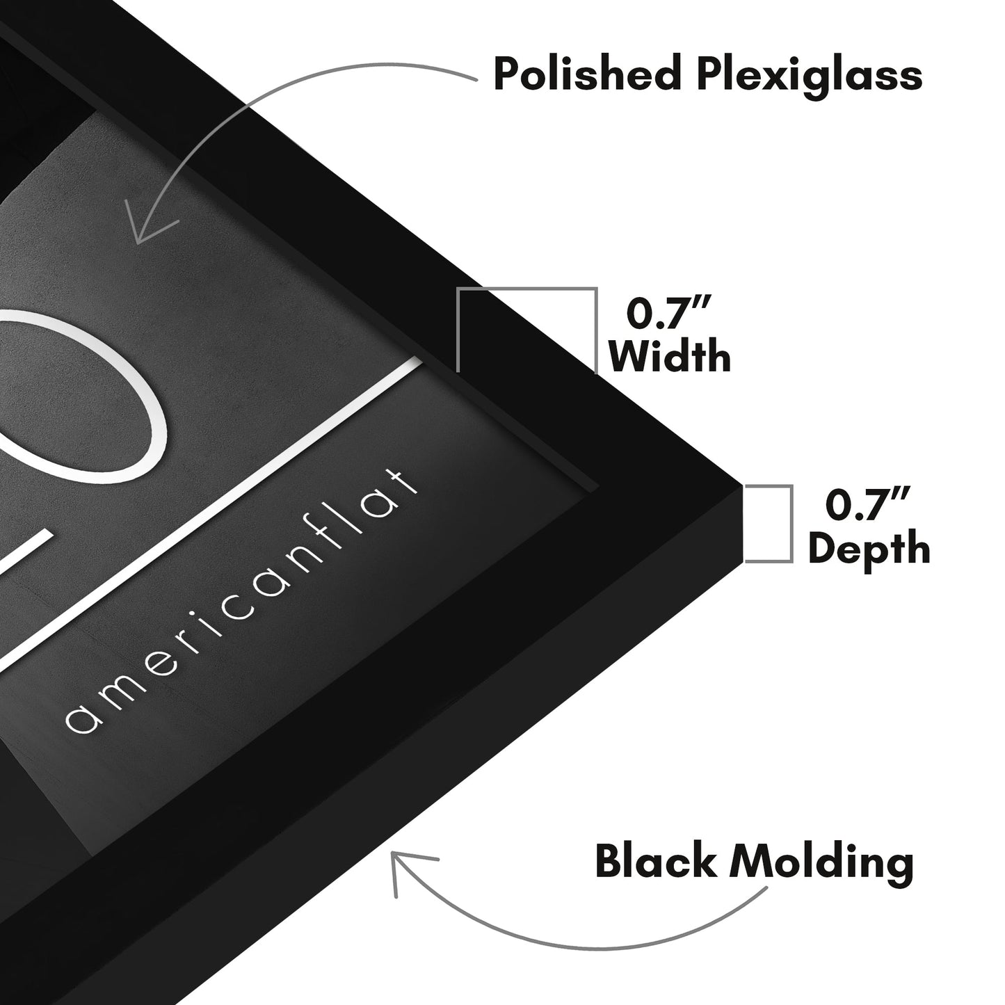 Modern Gallery Poster Frame without Mat, Black | Streamline Collection