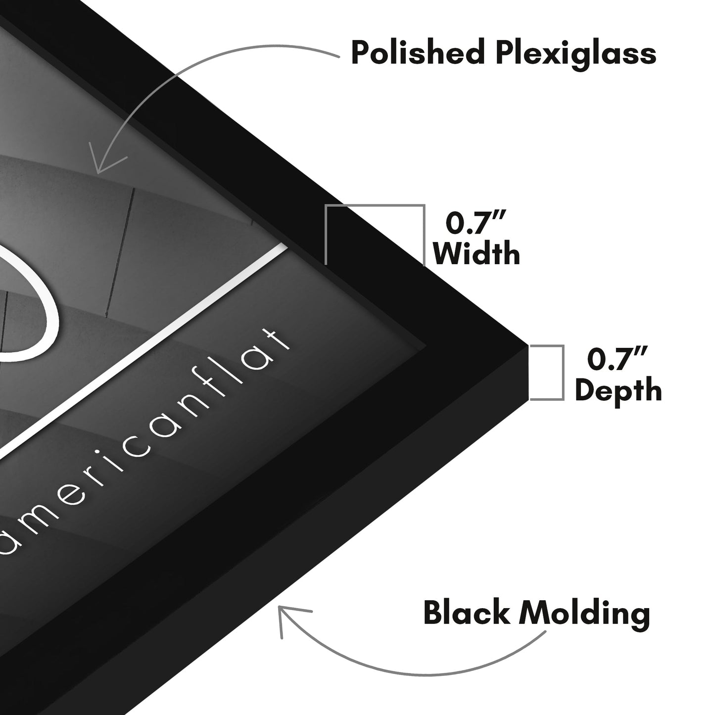 Modern Gallery Poster Frame without Mat, Black | Streamline Collection