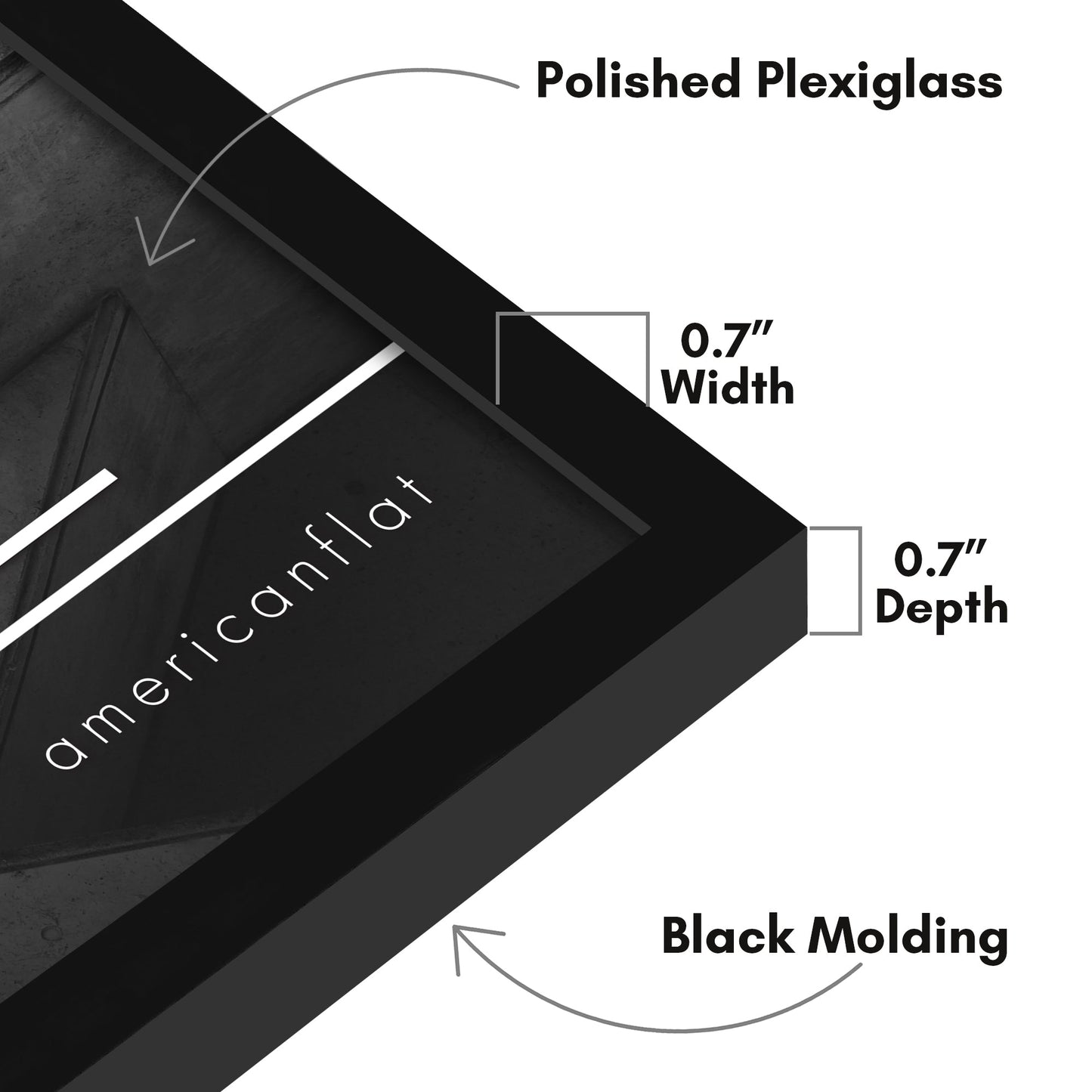 Modern Gallery Poster Frame without Mat, Black | Streamline Collection