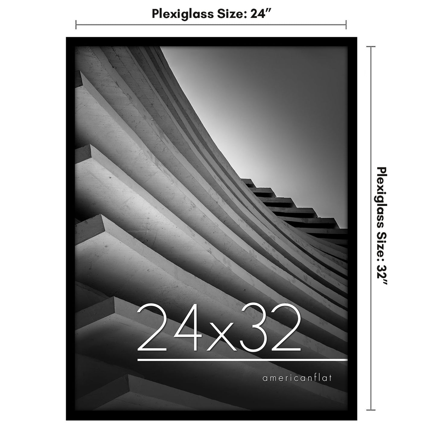 Modern Gallery Poster Frame without Mat, Black | Streamline Collection