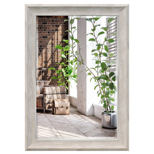 Framed Distressed Wall Mirror - Wall Mirror for Bathroom, Living Room, Entryway Hall, and Mirror for Bedroom - Large Mirror for Wall