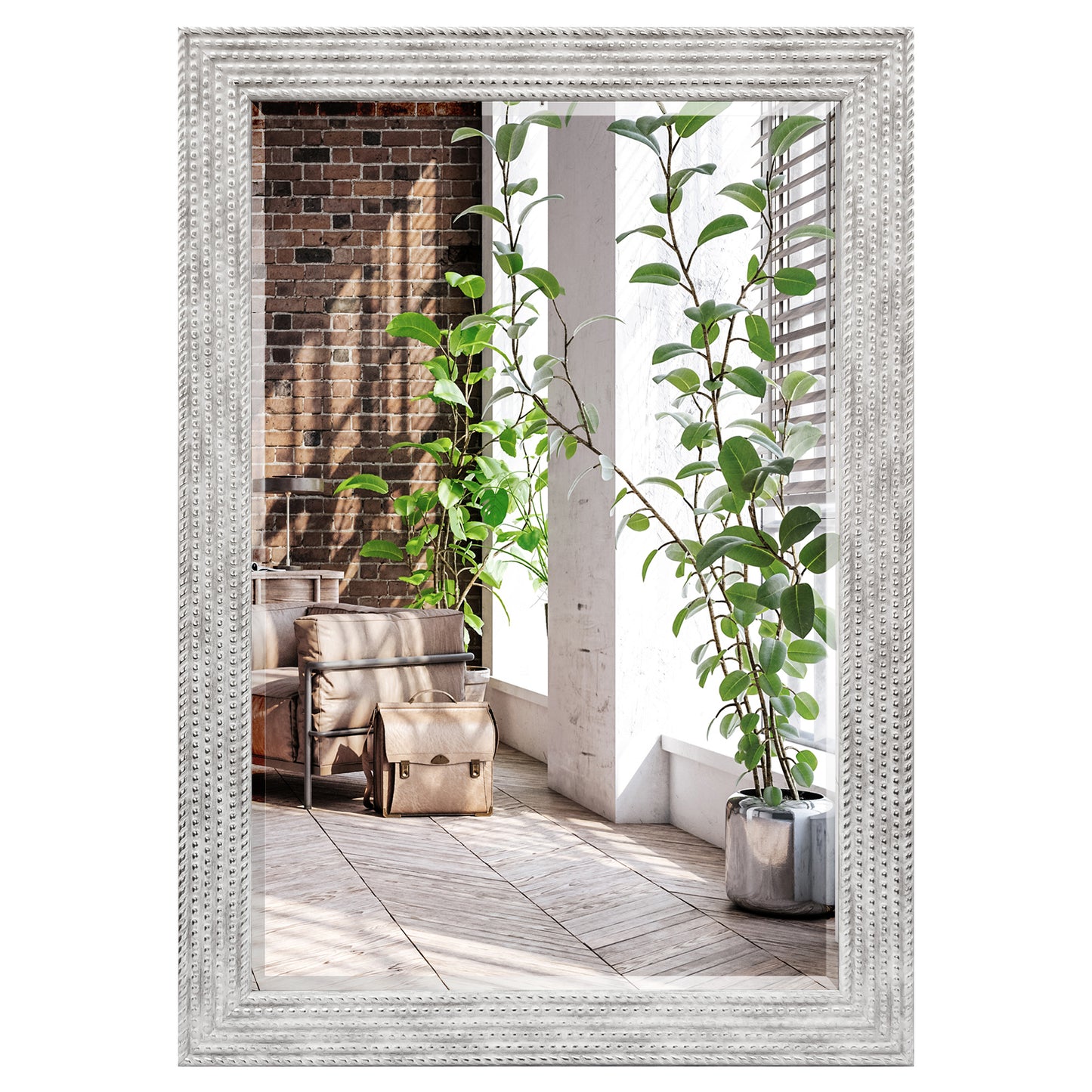 Framed Distressed Wall Mirror - Wall Mirror for Bathroom, Living Room, Entryway Hall, and Mirror for Bedroom - Large Mirror for Wall