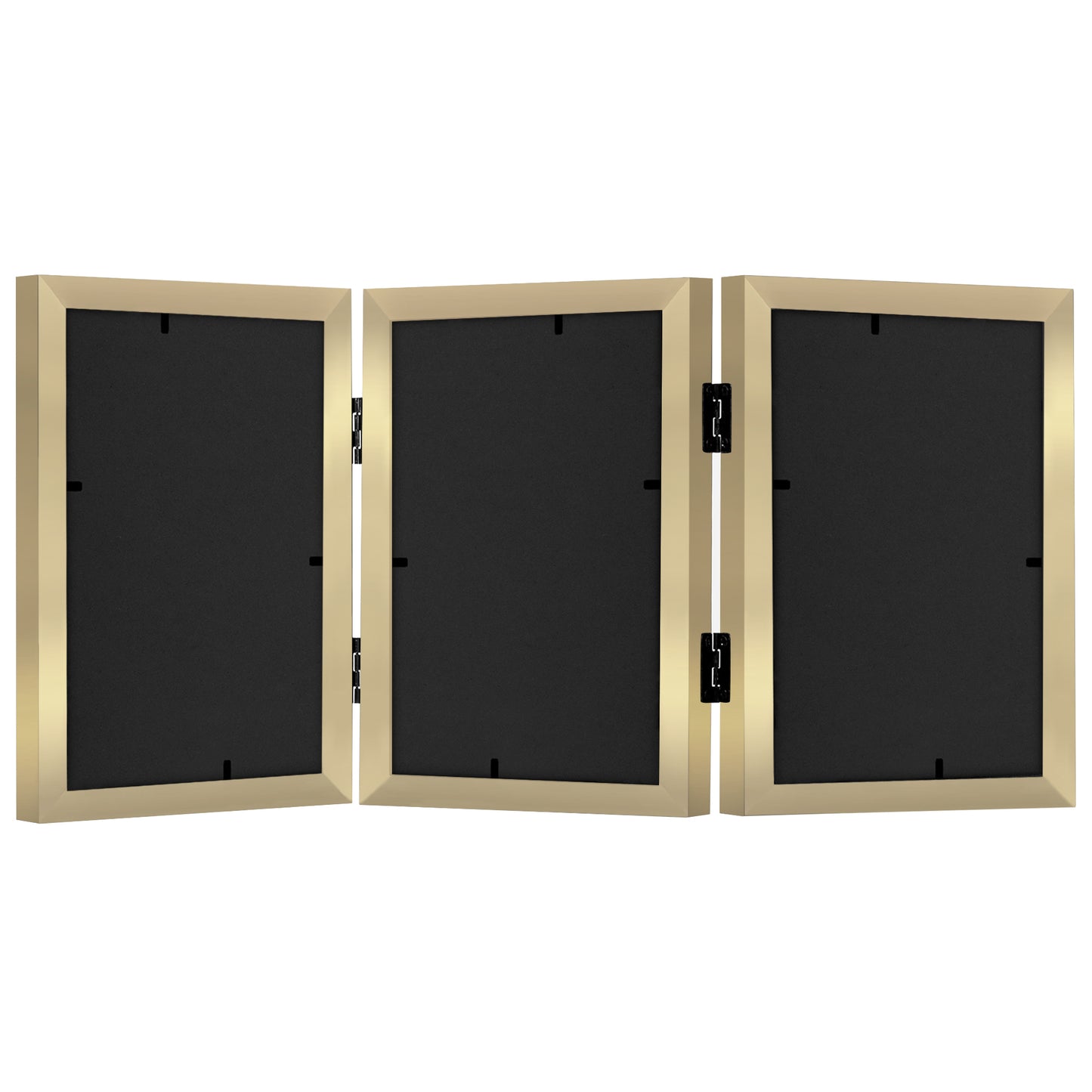 Hinged 3 Photo Picture Frame - Tri Folding Picture Frame For Desk - Displays 3 Photos with Shatter-Resistant Glass Covers