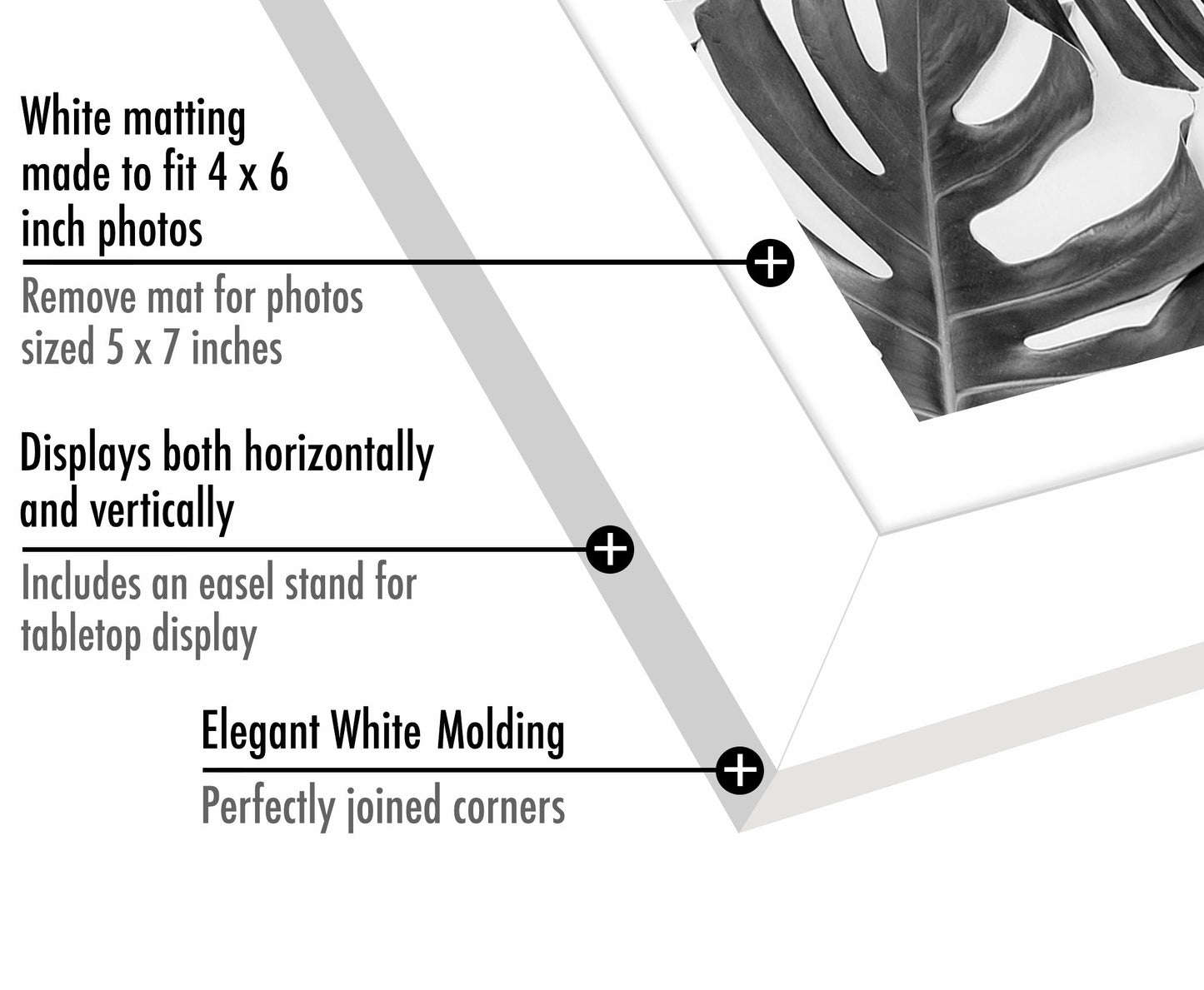 Set of 2 - Picture Frame with Mat - Engineered Wood Photo Frame with Shatter-Resistant Glass