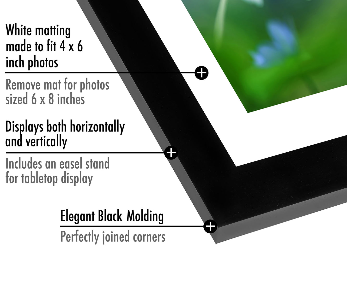 Set of 2 - Picture Frame with Mat - Engineered Wood Photo Frame with Shatter-Resistant Glass