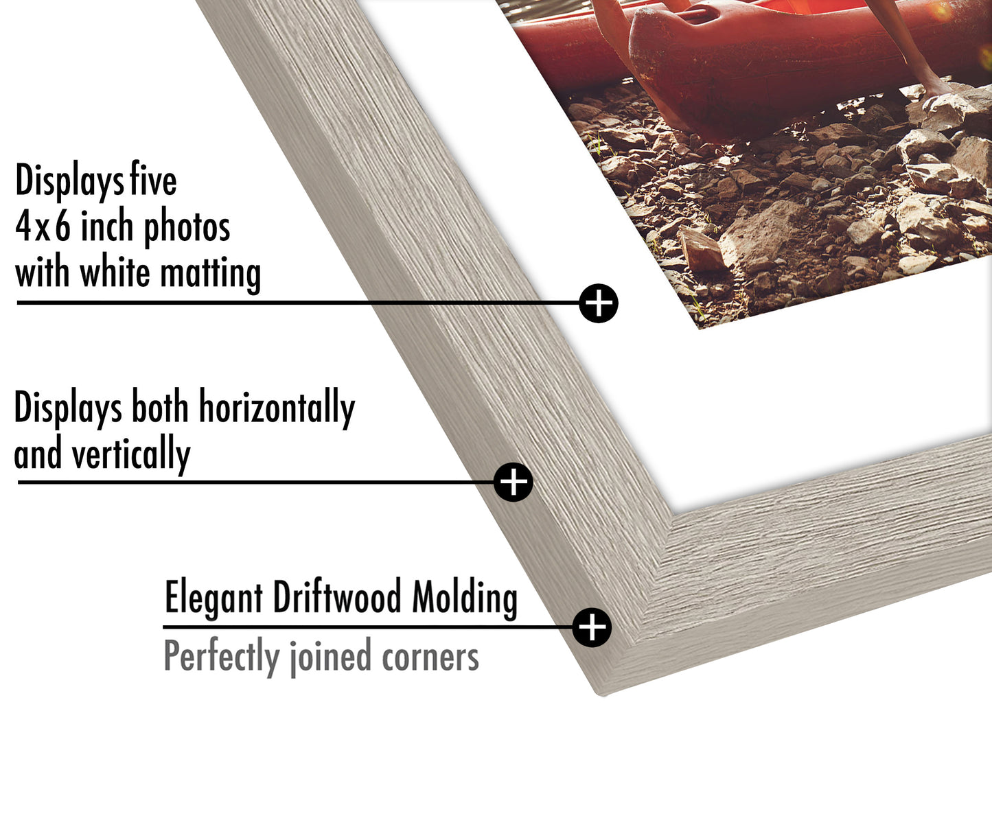 Americanflat Picture Frame | Collage | Five 4x6 Openings with Classic Molding | Signature Collection