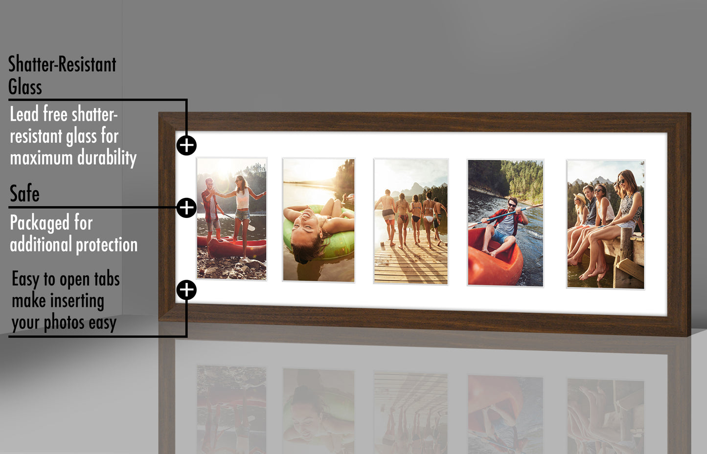 5-Photo Collage Picture Frame for 4x6 | Choose Size and Color