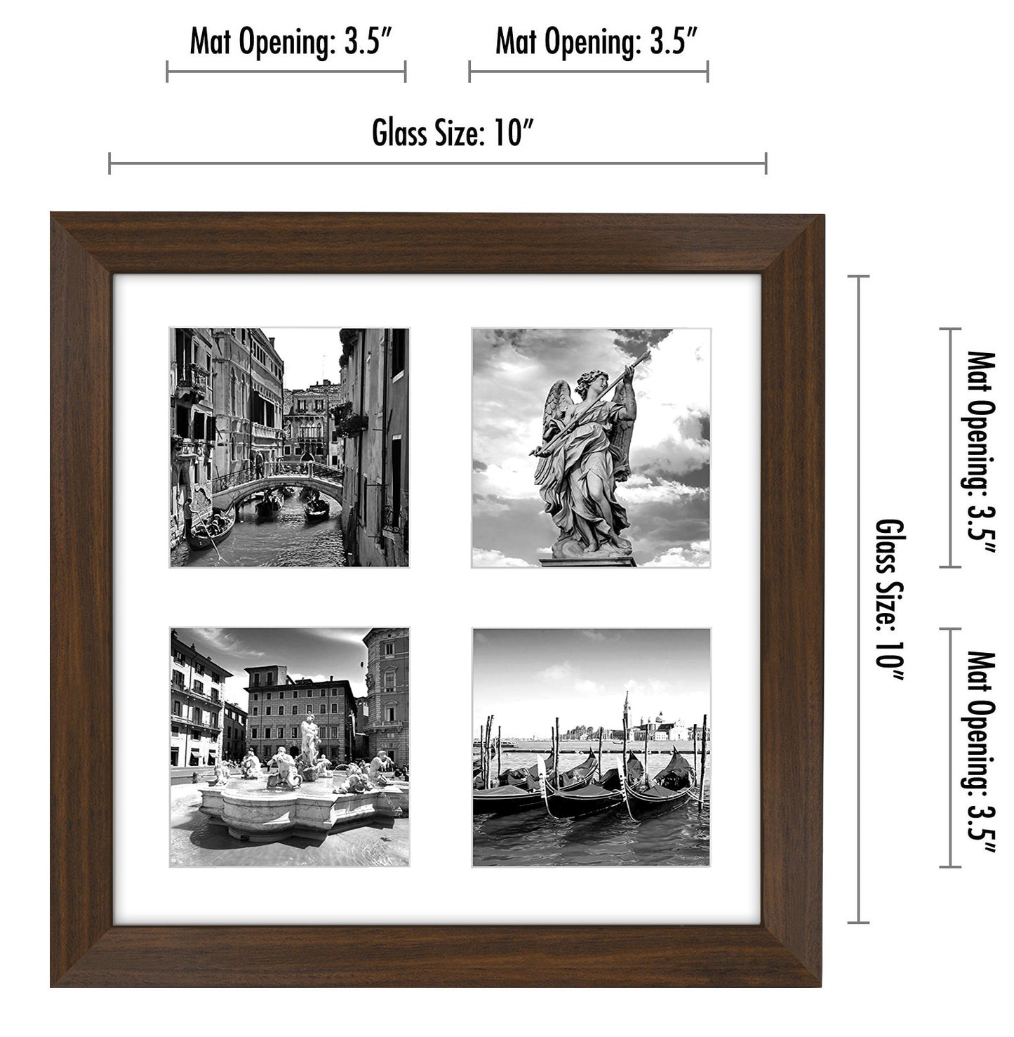 4-Photo Collage Picture Frame for 4x6 or 4x4 | Choose Size and Color