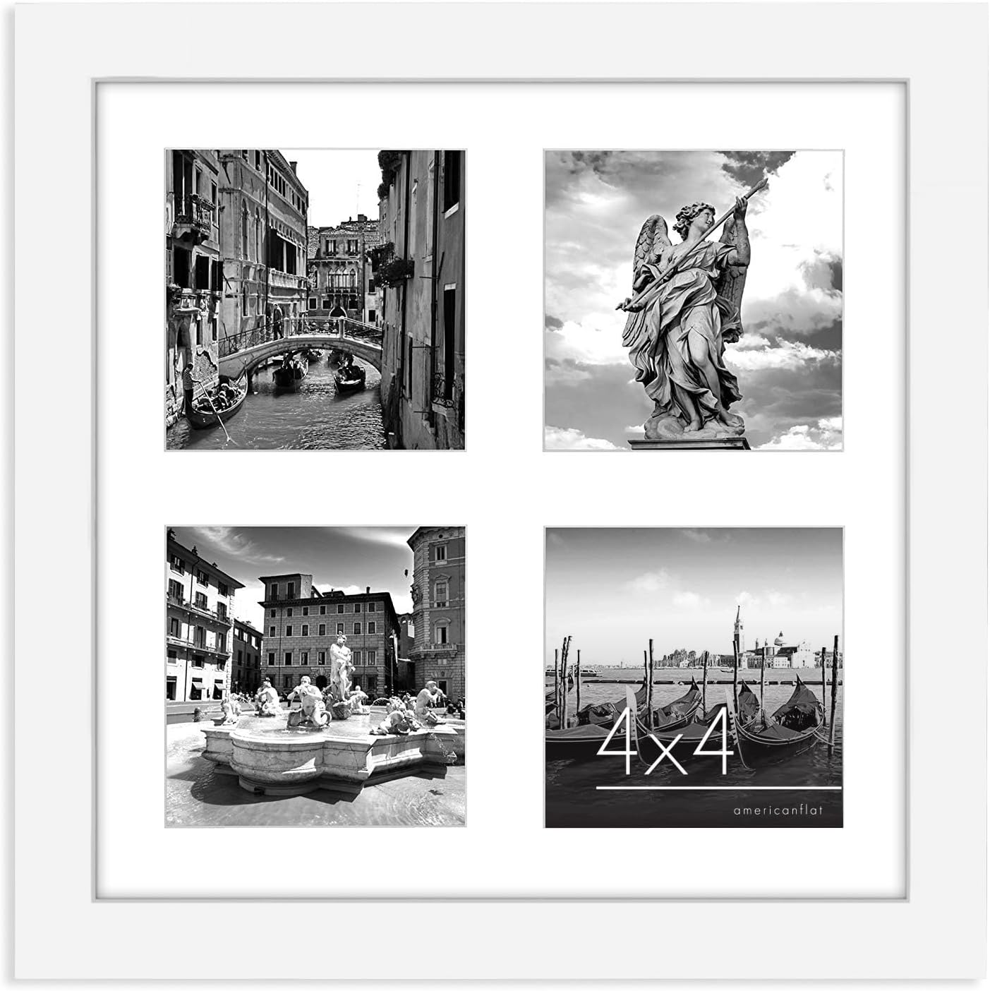 4-Photo Collage Picture Frame for 4x6 or 4x4 | Choose Size and Color