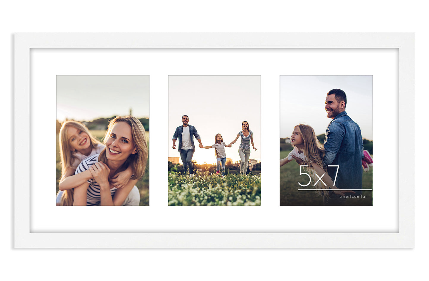 Triple Collage Picture Frame for 5x7 | Choose Size and Color