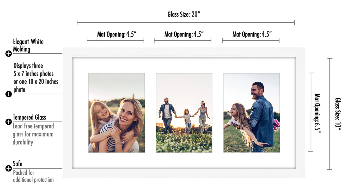 Collage Picture Frame for Three 5x7 Photos | Signature Collection