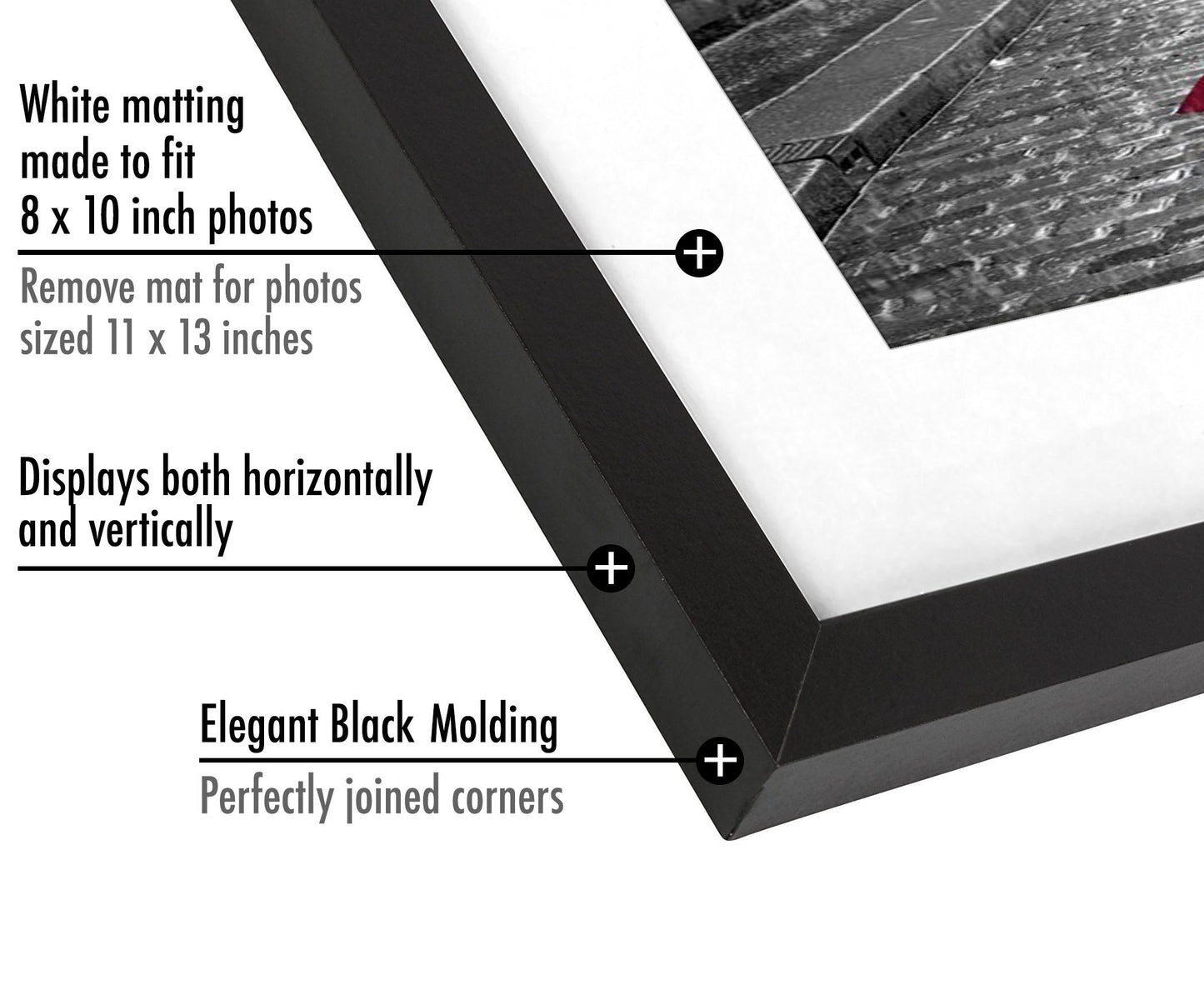 Set of 2 - Picture Frame with Mat - Engineered Wood Photo Frame with Shatter-Resistant Glass