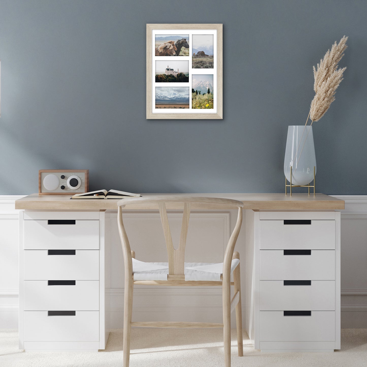 Americanflat Picture Frame | Collage | Five 4x6 Openings with Classic Molding | Signature Collection