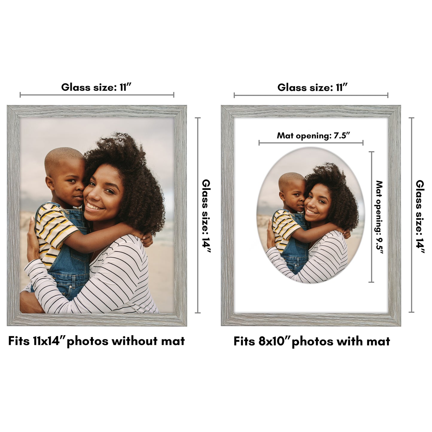 Picture Frame With Oval Mat - Engineered Wood Photo Frame with Shatter-Resistant Glass Cover
