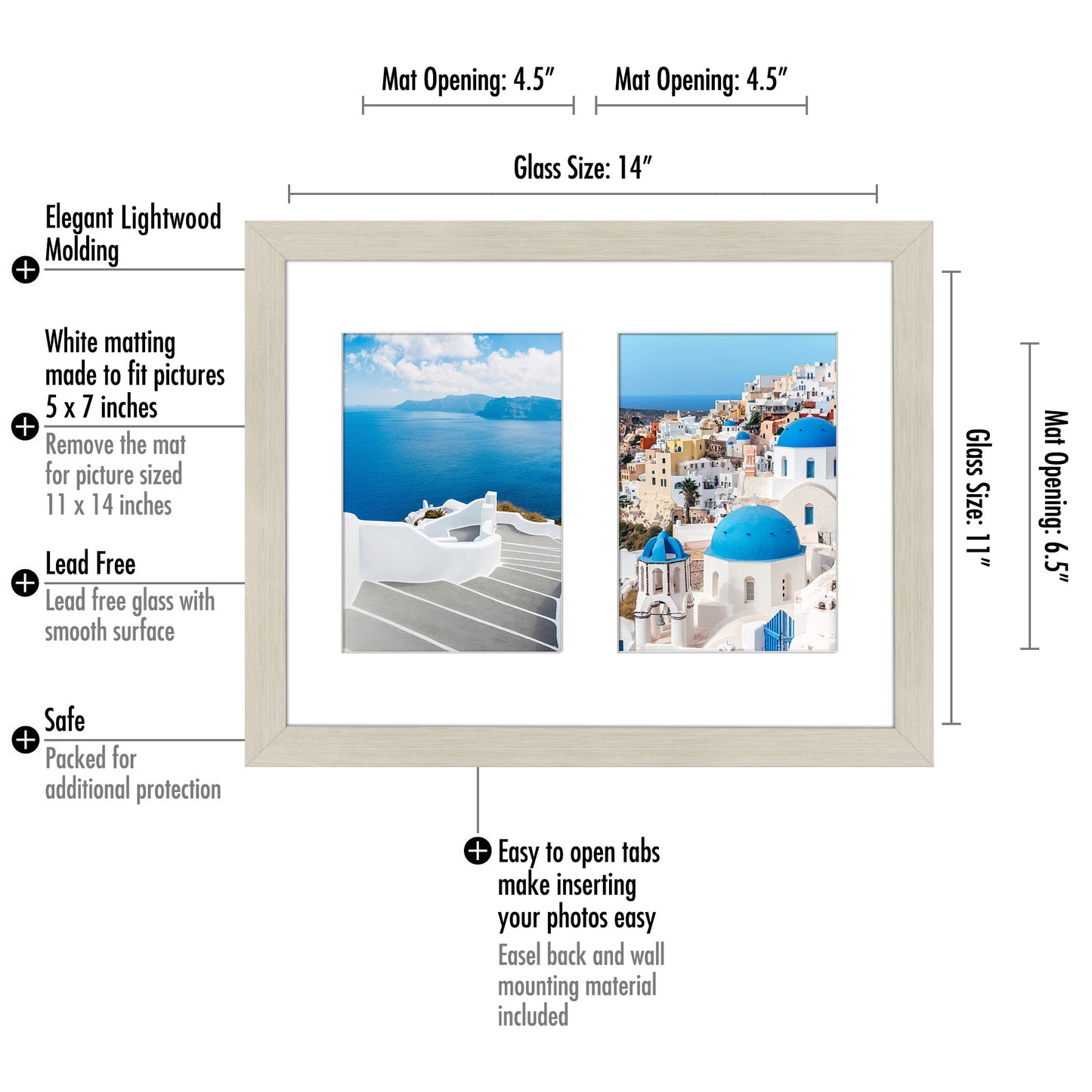 Collage Picture Frame for Two 5x7 Photos | Signature Collection