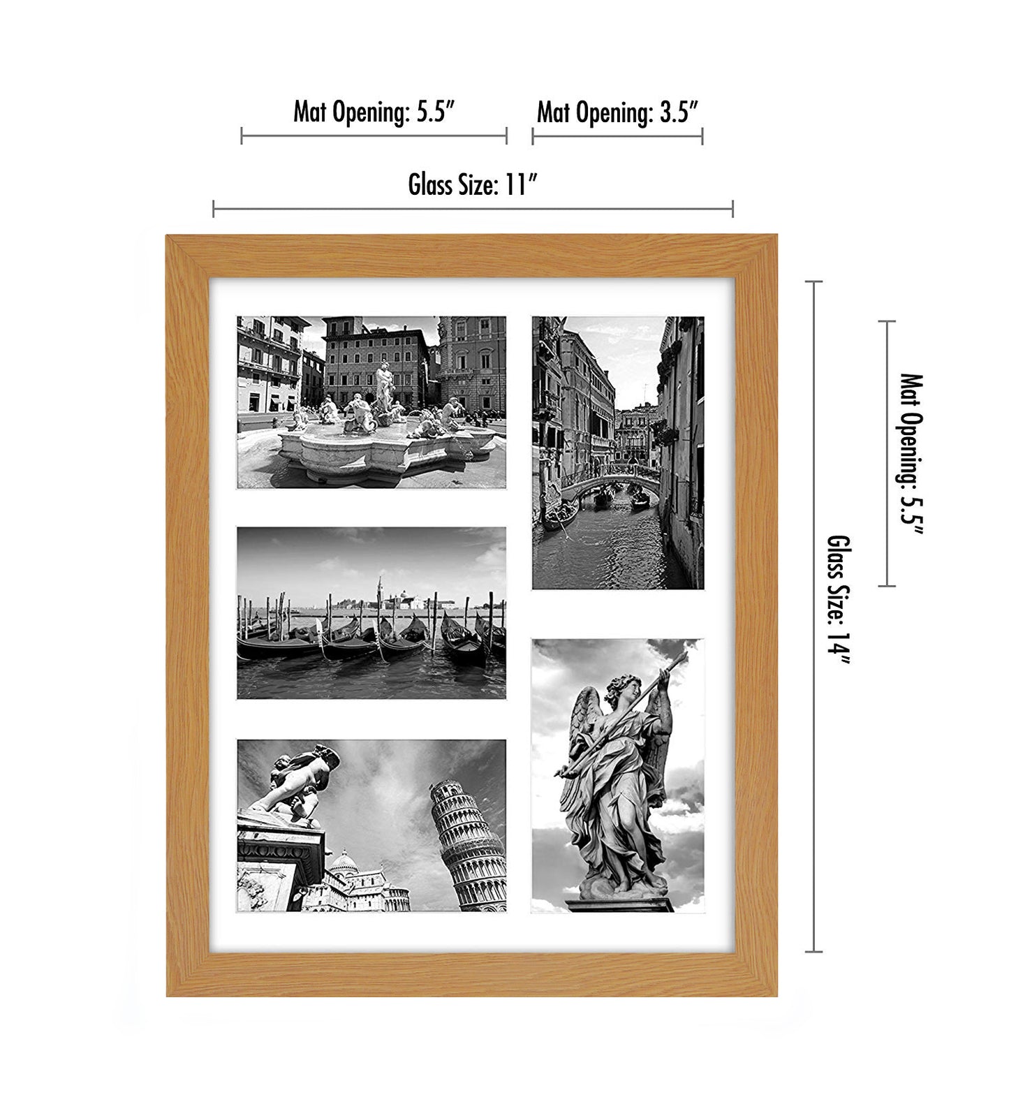 5-Photo Collage Picture Frame for 4x6 | Choose Size and Color