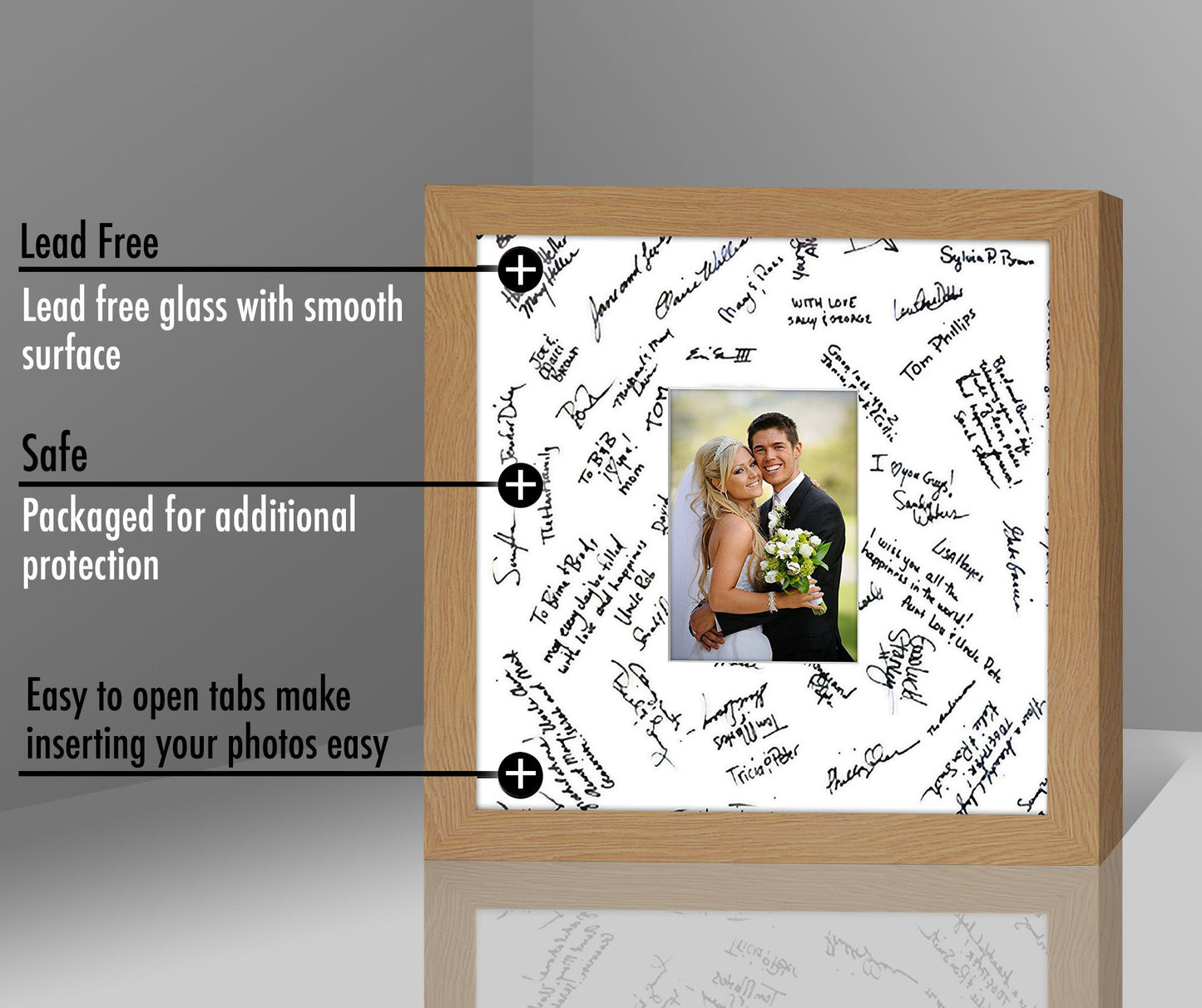 Wedding Signature Memories - Composite Wood Shatter-Resistant Glass Cover For Vertical Formats - Picture Frame